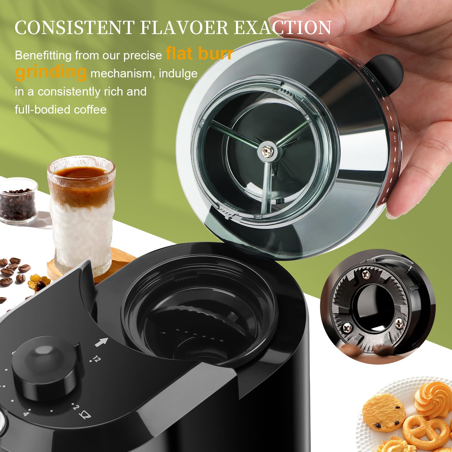 Wancle Automatic Burr Mill Cof - огляд і ціна Coffee Grinder Burr Flat