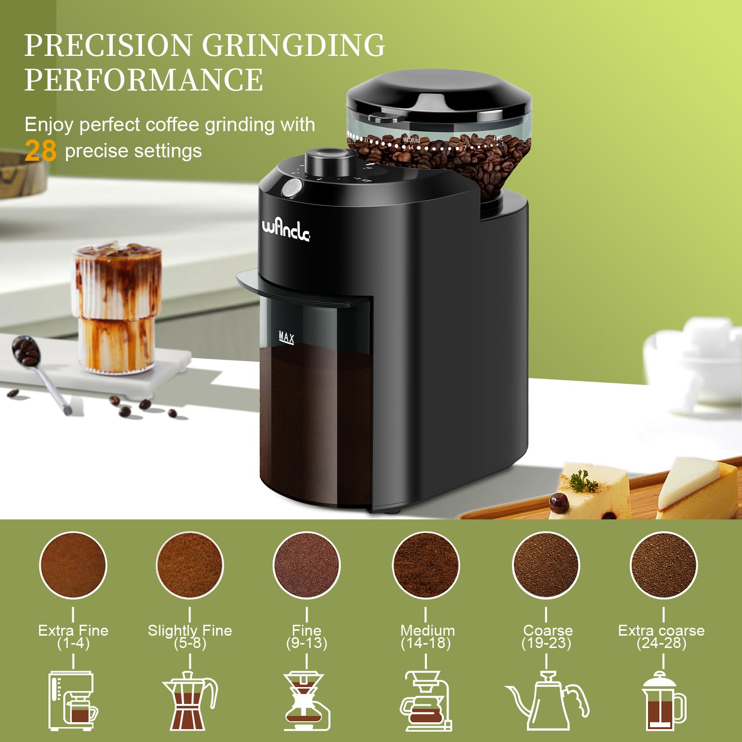 Wancle Automatic Burr Mill Cof - огляд і ціна Coffee Grinder Burr Flat